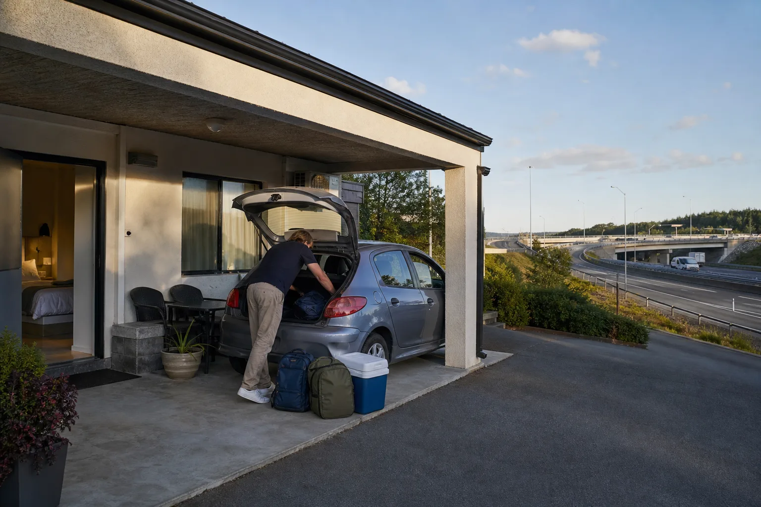 Praktiskt budgetboende med fri yta för bil och enkel urlastning