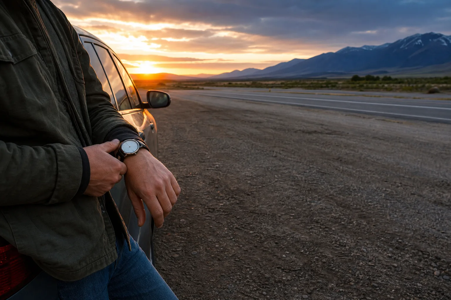 Resenär ställer om klockan under ett kvällsstopp på lång USA-roadtrip